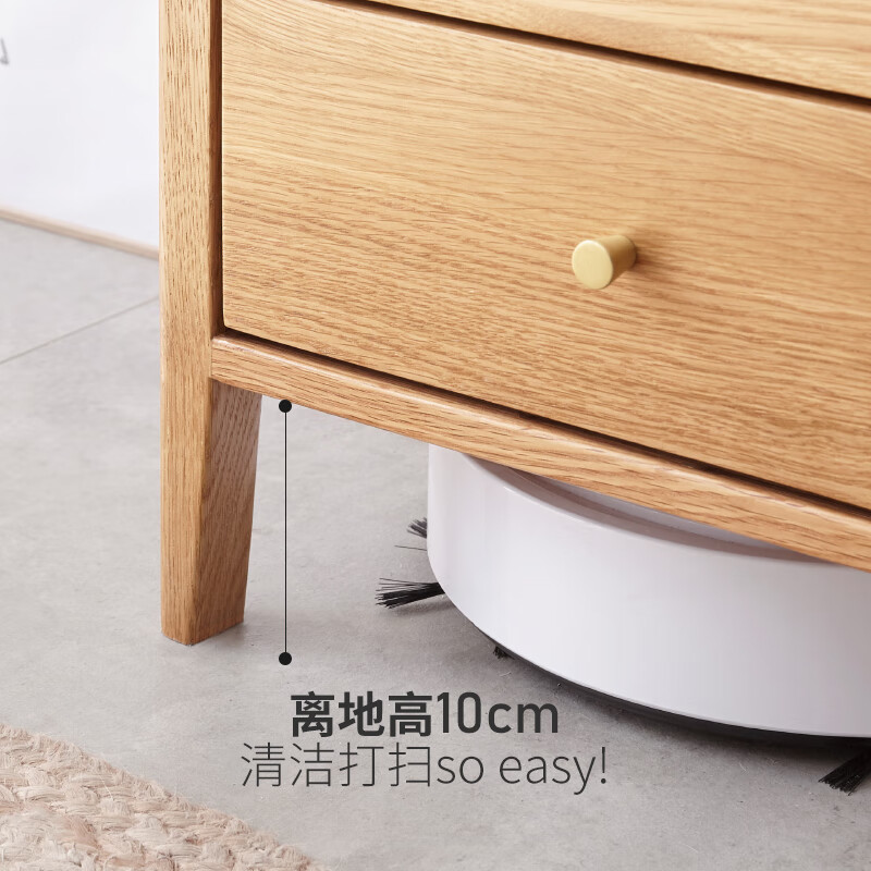 Genji Wood Language Solid Wood Bedside Table Modern Simple Oak Bedside Table Nordic Drawer Storage Cabinet Bedroom Furniture
