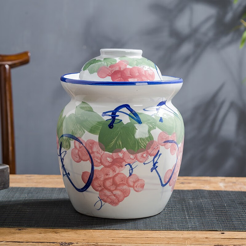 Yayan Ceramics (YAYAN CERAMICS) Yayan Ceramics Jingdezhen Ceramic Pickle Jar Pickled Salted Eggs Duck Egg Pickled Cabbage Jar Pickled Egg Jar Pickled Pickled Cabbage Jar Grape Pickle Jar 4 catties Water Capacity Small Size