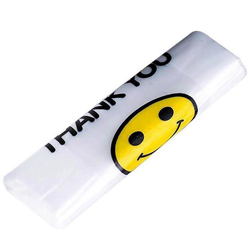 Hesdig JG-529 transparent smiley face thickened plastic bag supermarket shopping vest bag portable garbage bag 32*50cm (100 pieces/bag) large size