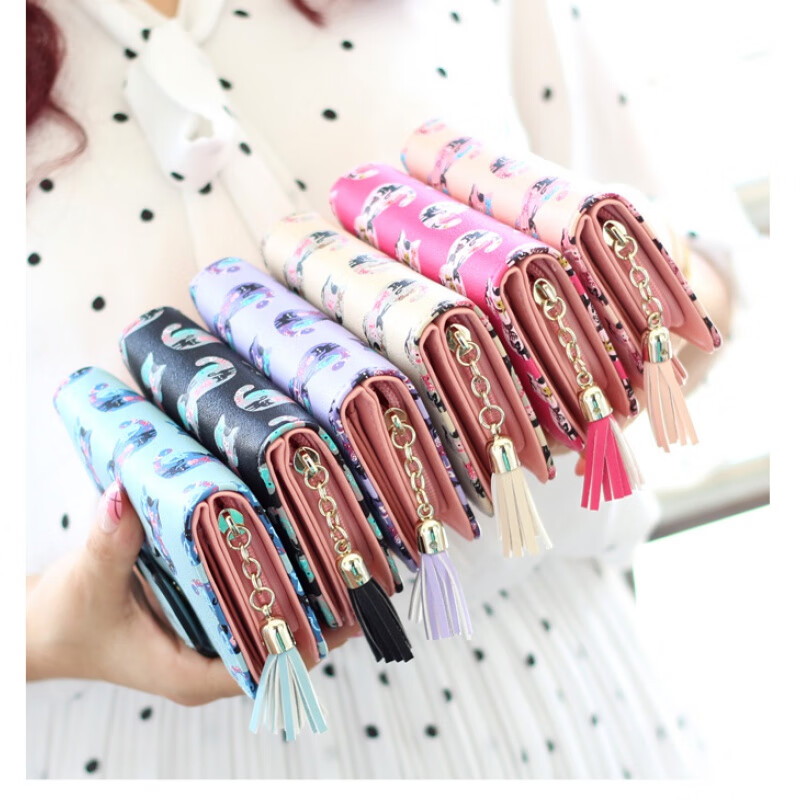 Kangaroo Qixi Women's Wallet Small Short Style Cute Girl Heart Girls Children Ins Student Zipper Coin Purse Pink Short Style