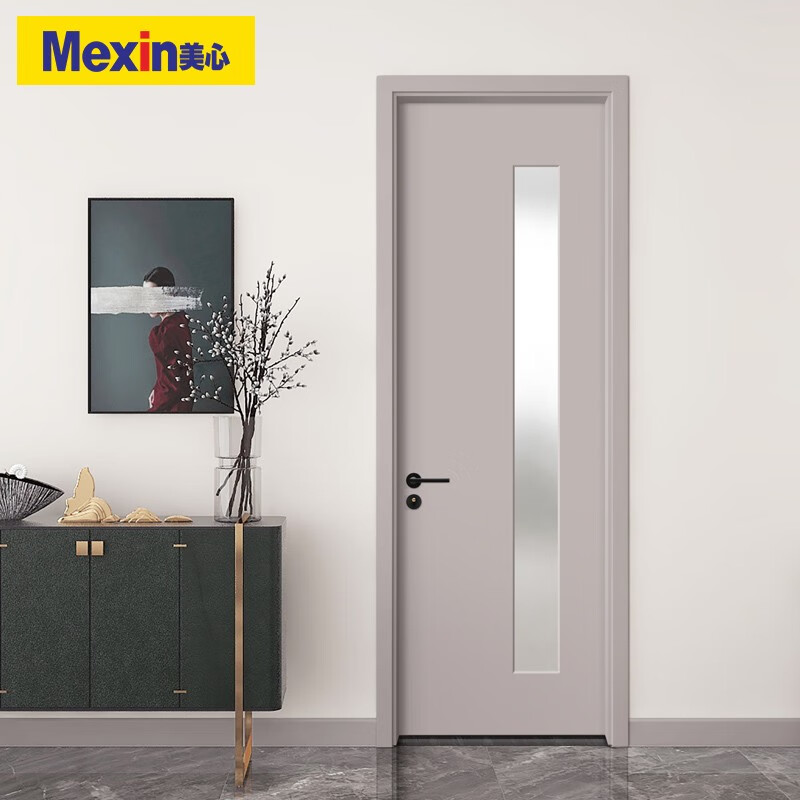 Mexin wooden door wood composite environmentally friendly paint modern simple indoor glass door kitchen and bathroom door custom size N122