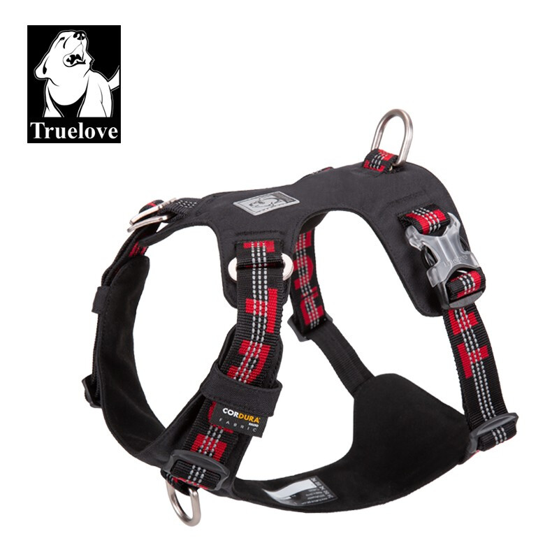 TRUELOVE Dog Leash Vest Type Harness Dog Rope Dog Leash Explosion-proof Pet Supplies Small and Large Dogs Golden Retriever Reflective Black and Red (Leash Not Included) 2XS Bust 30-35cm Recommended 1-3kg