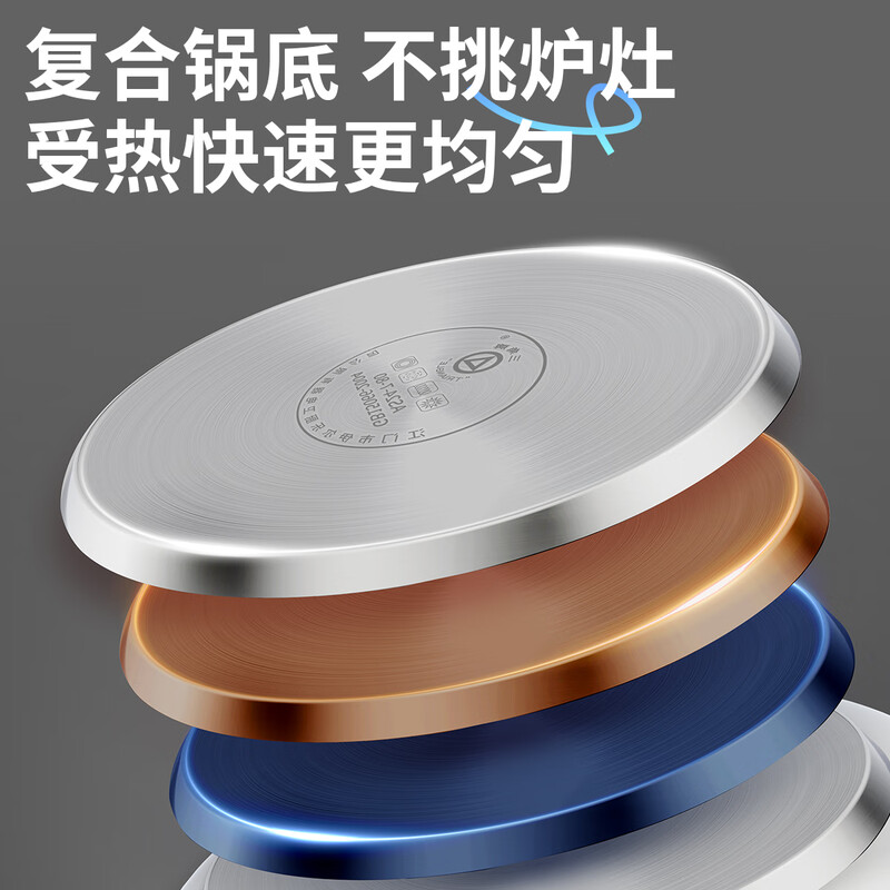 Triangle steamer 304 stainless steel double-layer household 30cm soup pot for steaming steamed buns and buns double bottom gas induction cooker universal