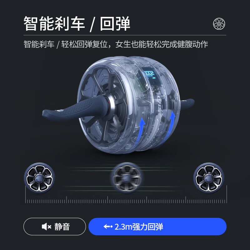 SND Abdominal Wheel Automatic Rebound Intelligent Abdominal Wheel Men's and Women's Silent Fitness Wheel Giant Wheel Portable Fitness Equipment Intelligent Abdominal Wheel-Blue Real-time Data/Calorie Detection/SEC Display