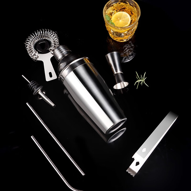 Badger Stainless Steel Mixer Set Shaker Cup Mixing Cup Beater Lemon Tea Tool Milk Tea Shop Special Mixer Mixer Set 19 Pieces (Including ABS Rack) One-piece Forming Professional Grade Recommendation