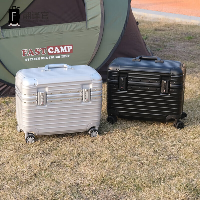 Translator Trolley Case Top Opening Luggage Women's Thickened Anti-Scratch Suitcase Men's Tool Box Password Boarding Red Wine Box PC Top Opening Aluminum Frame - Black 18 Inch 1-5 Days (Large Capacity Boarding Case)