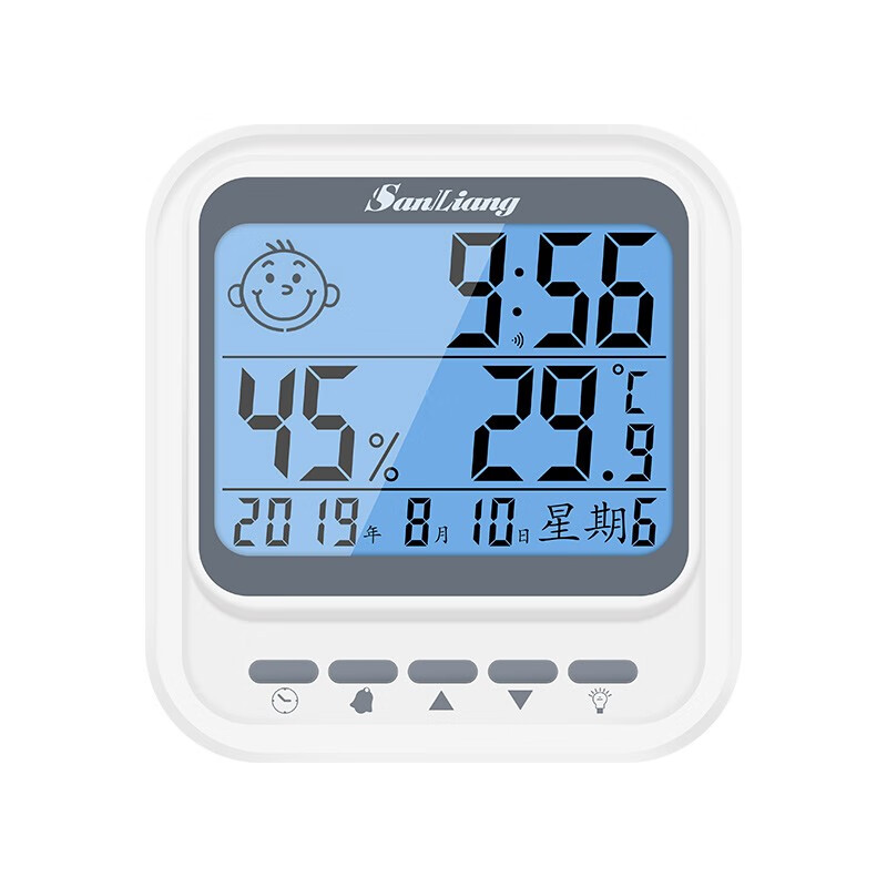 Sanliang three-quantity thermometer household precision dry temperature and hygrometer indoor high-precision meter wall-mounted baby room temperature meter TH-007 (mini model with back sticker)