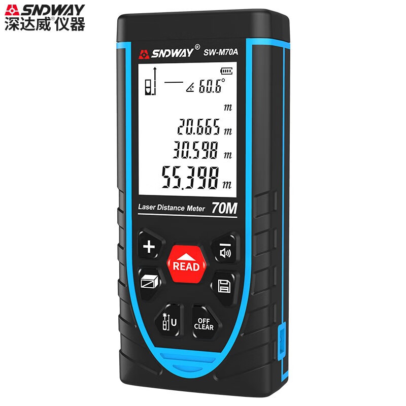 SNDWAY Laser Distance Meter Rechargeable Infrared Room Measurement Household Electronic Ruler Measurement Tool Indoor Distance Meter SW-M70A (Indoor Model, Rechargeable Voice Model)
