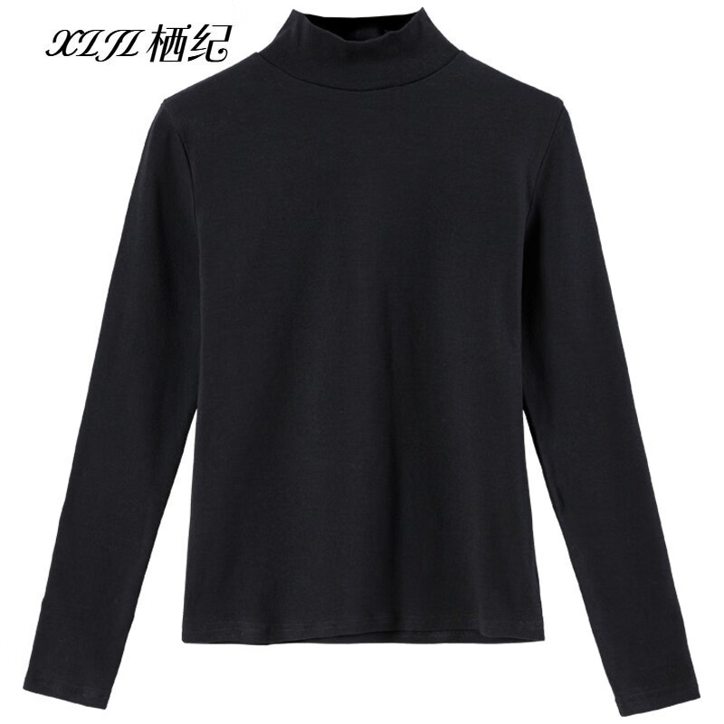 Qiji white half turtleneck bottoming shirt for women with long sleeves, spring, autumn and winter, versatile mid-collar slim fit inner top, white-half turtleneck, DeRong L, recommended (100-110 pounds)