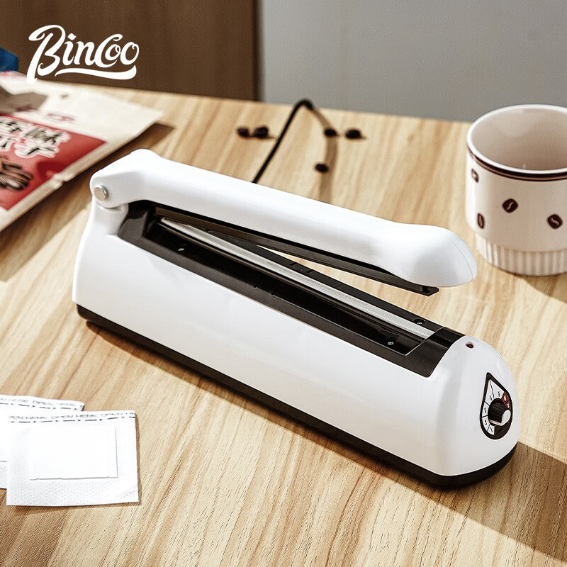 Bincoo hand pressure sealing machine ear filter paper sealer small household plastic sealing machine snack plastic bag packaging machine sealer white - multi-level adjustment
