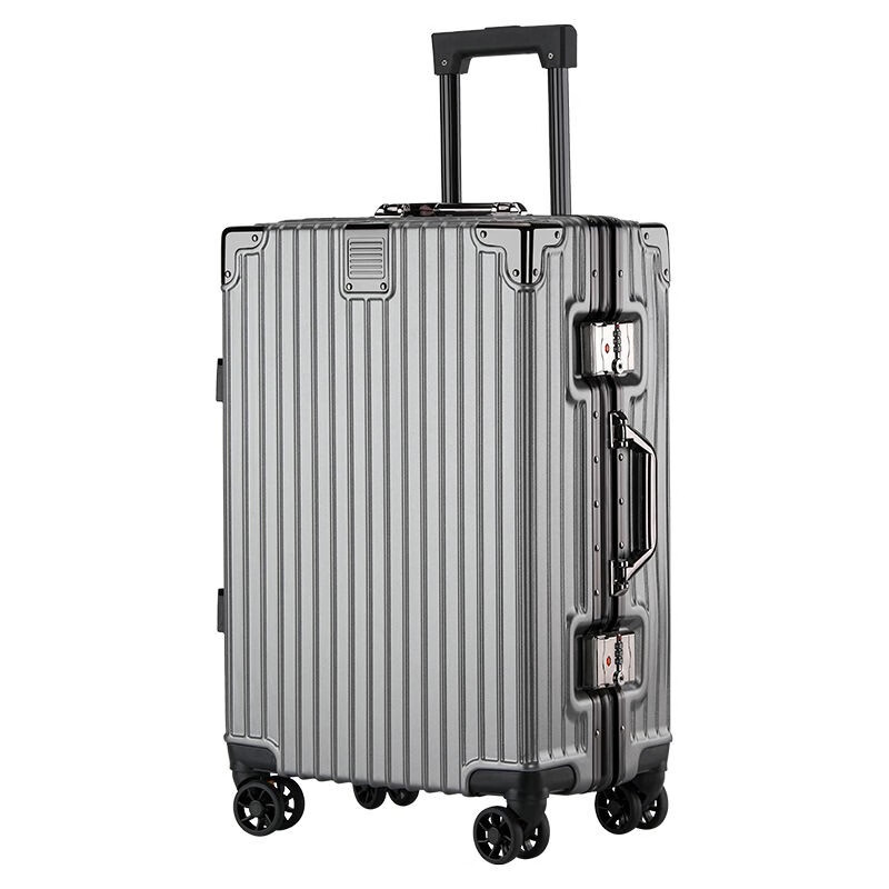 Qizhenge Large Capacity Luggage 30-inch Aluminum Frame Trolley Case Internet Celebrity Student Password Box Men and Women Moving Abroad Shipping Box Obsidian Black (Steel Nail Reinforced Aluminum Frame + Thickened Box) 30 Inch
