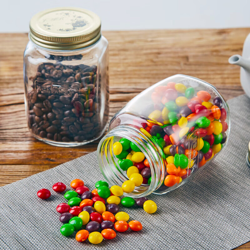 Scybe glass sealed jar can bottle storage jar honey bottle jam bottle bird's nest bottle Mog 500ml 4 pieces