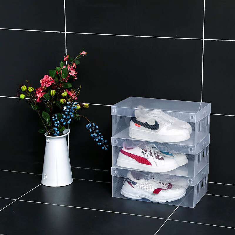 Yijun transparent shoe box, dust-proof and moisture-proof shoe storage box, simple folding space-saving shoe storage artifact, upgraded thickening and high-transparency model, 10 pieces, recommended for men's shoes (suitable for shoe sizes within 44 sizes)