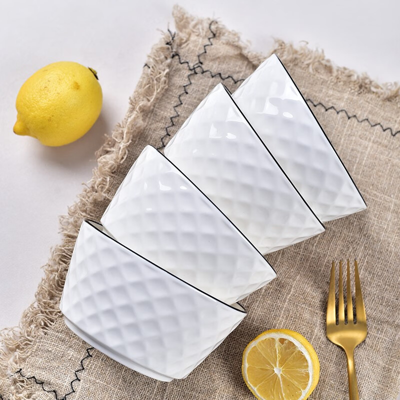 Sujiang Sujiang ceramic rice bowl household soup bowl noodle bowl tableware set underglaze color stroke tableware eating rice breakfast bowl rose 16-piece set (4 bowls 4 plates 4 spoons 4 chopsticks)