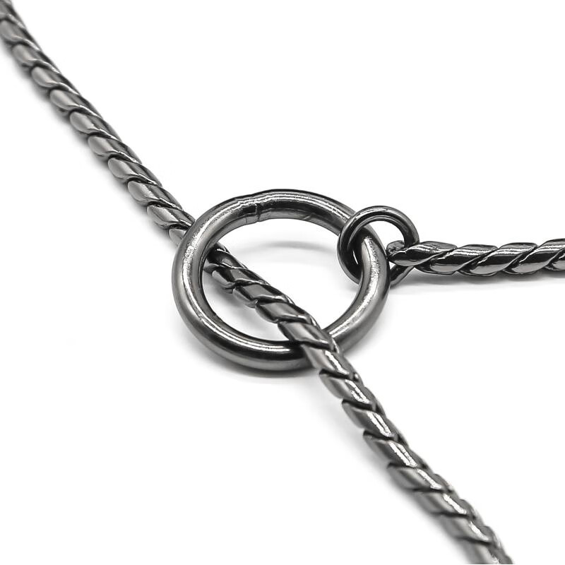 OIMG imported from the United States ALVALLEY metal snake chain dog leash P chain collar competition grade traction rope traction silver 3.8mm * 55cm special for medium-sized dogs