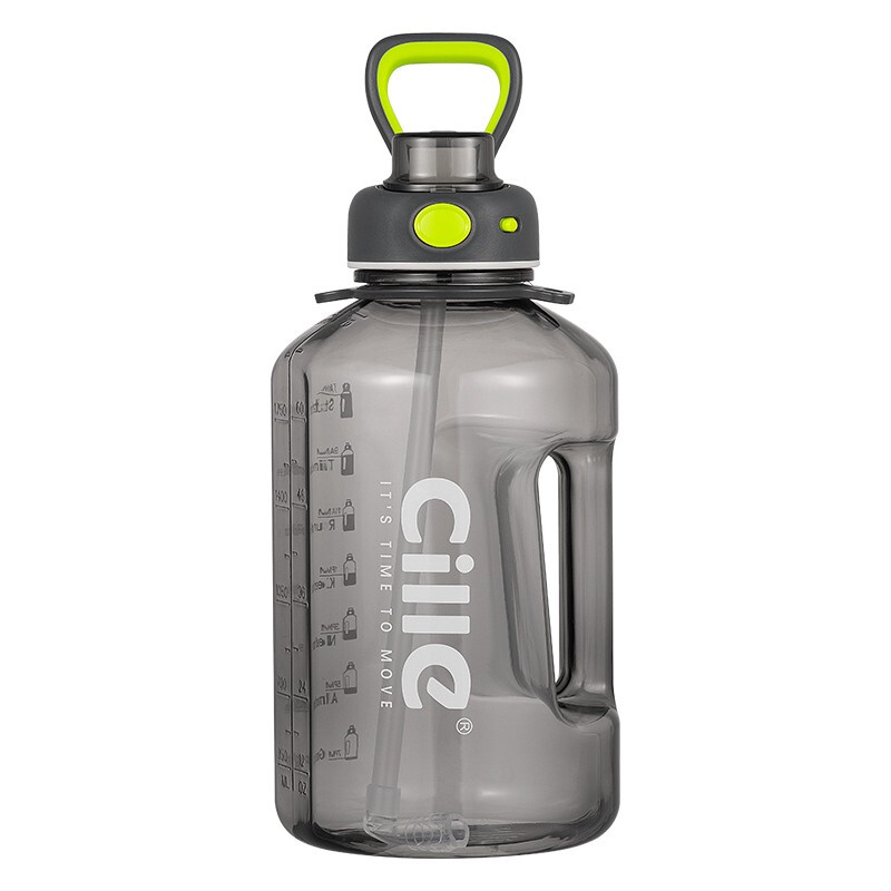 Xile Super Large Capacity Sports and Fitness Water Bottle High Temperature Resistant Water Bottle Tritan Space Cup Big Belly Bucket Pink 535-1000ML- Straw + Strap