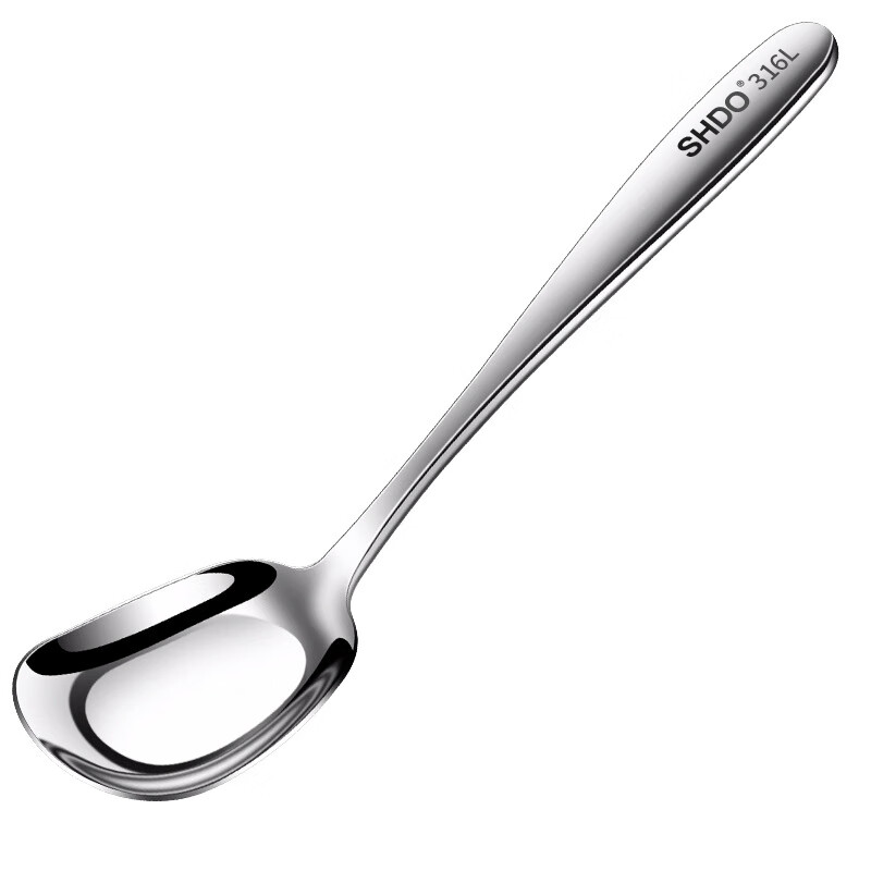 Shanda Huang (SHDO) German 316 stainless steel spoon long handle Yuanbao spoon eating spoon children's spoon adult spoon drinking spoon antibacterial 316L large size 18.5*5cm