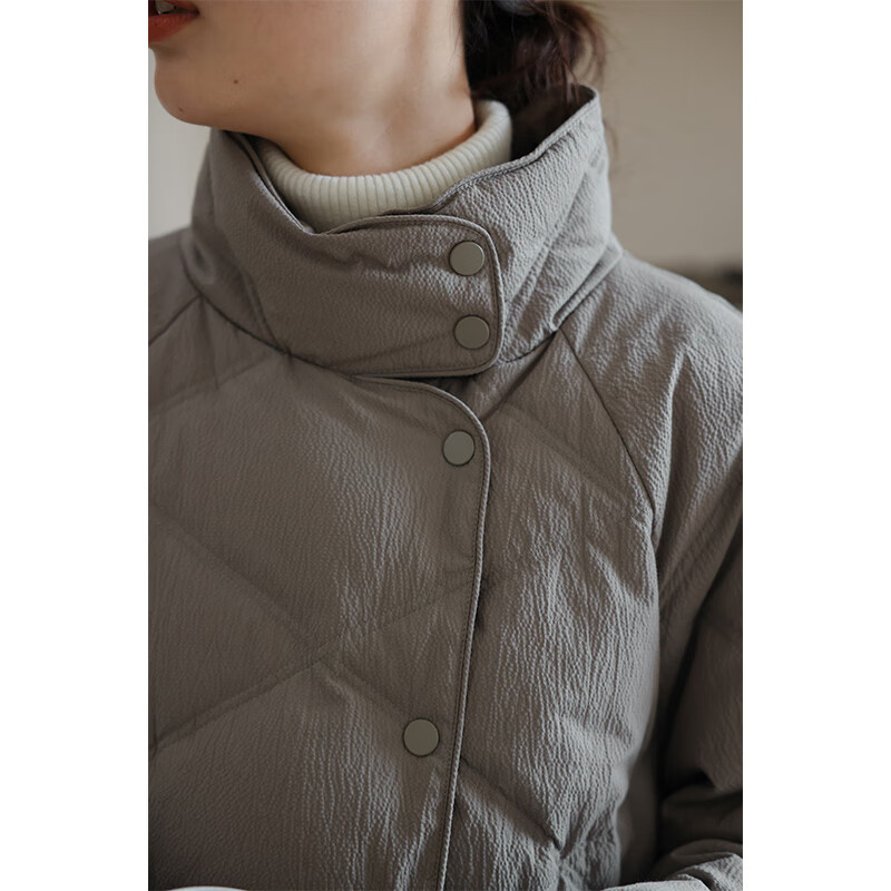 Keran Jian Zhiyan 5A grade white goose down texture high density cotton big goose down jacket warm jacket for women 2025 autumn and winter new style elephant gray S