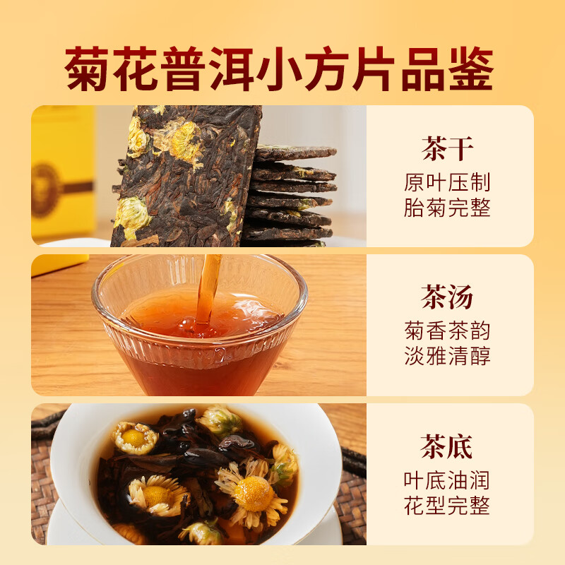 Mengchang Chrysanthemum Pu'er 175g Yunnan Tea Pu'er Tea Ripe Tea 2014 Tea Materials Small Square Pieces Cold Brew Tea Self-Drinking Tea