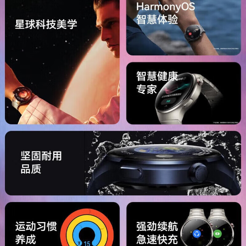 Huawei (HUAWEI) Watch Dynamics Little Golden Dragon Watch4/4Pro Independent Call ECG Hyperglycemia Assessment Men's and Women's Sports Watch Heart Rate Blood Oxygen Monitoring Micro Physical Examination WATCH 4pro Space Exploration Edition Titanium