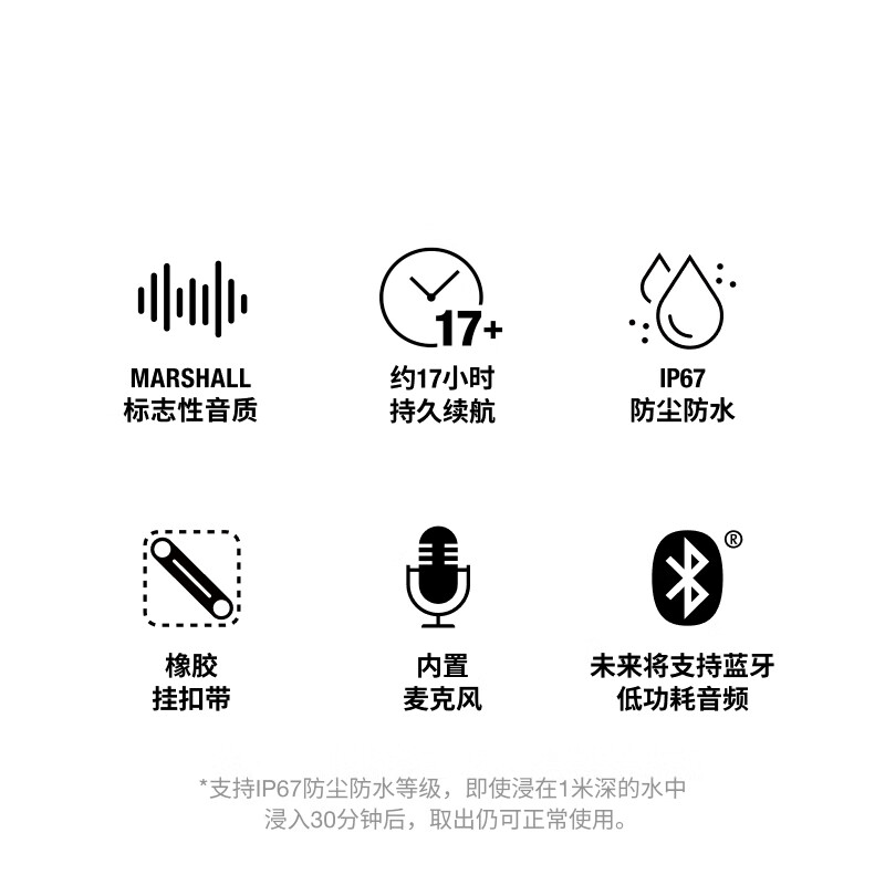 Marshall WILLEN II Speaker Portable 2nd Generation Wireless Bluetooth Home Outdoor Dustproof Waterproof Battery Life Holiday New Year Gift Small Speaker Oil Paint White