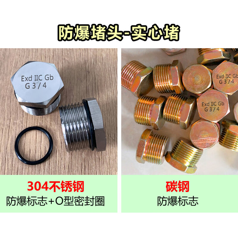 Carbon steel explosion-proof plug metal Q235 solid 04 stainless steel color zinc plated external hexagonal thread plug waterproof seal carbon steel DN32 G1 1/4 1.2 inch