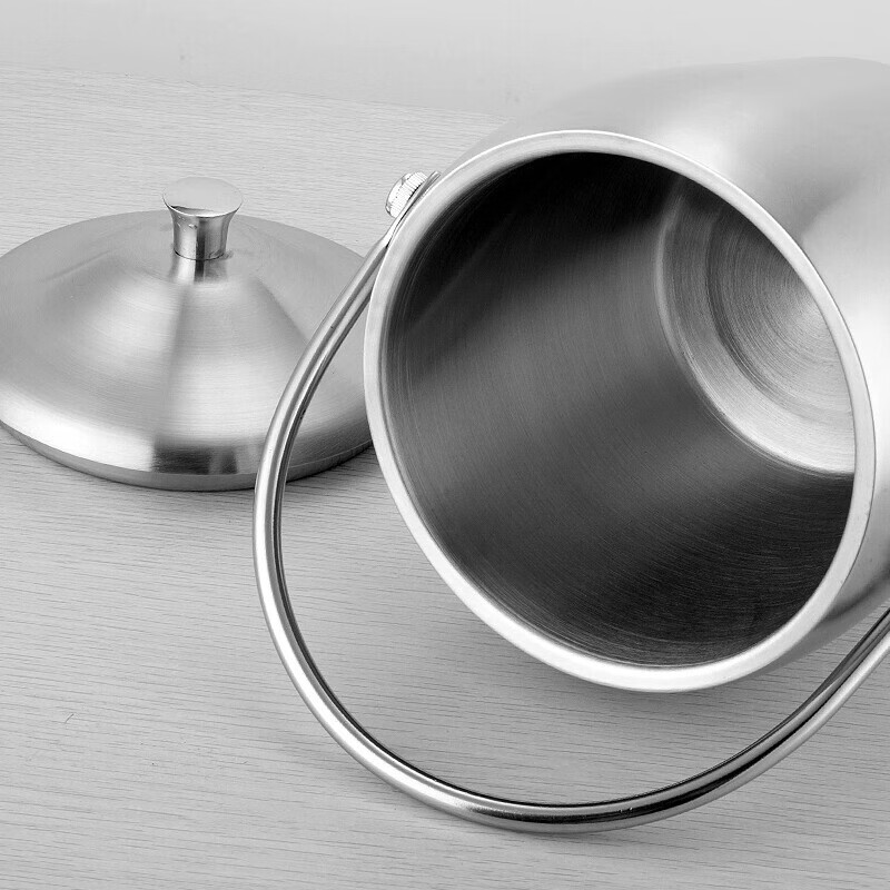 XJ ice bucket insulation bucket champagne bucket bar home double-layer thickened stainless steel with lid and handle beer bucket ice cube double-layer stainless steel ice bucket set 1 point 2L