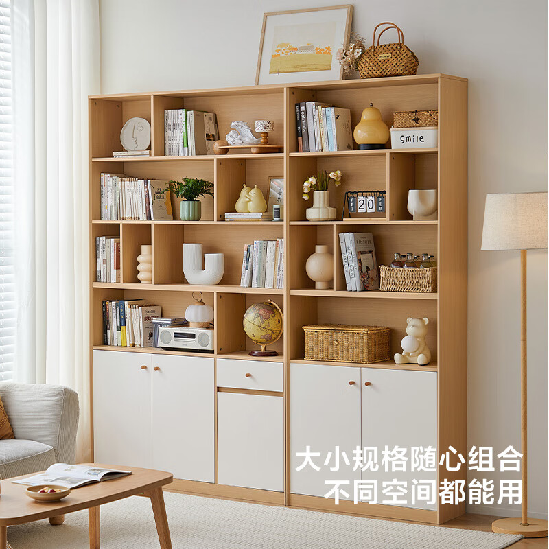 Lin's home floor-standing bookcase storage rack bookshelf integrated wall-mounted living room simple storage display cabinet UV2X