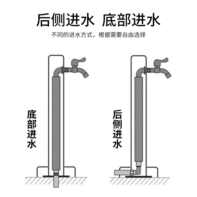 Yangjing courtyard outdoor column faucet garden water plug yard stainless steel lockable anti-freeze faucet watering artifact black high style + spray gun faucet