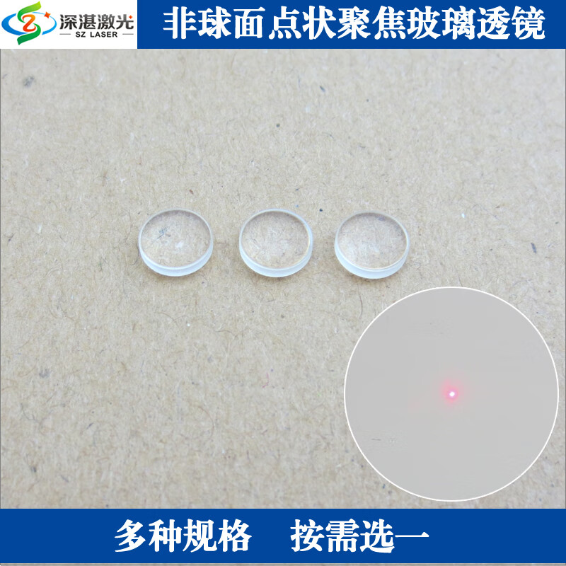 Point focusing glass condenser lens, high temperature resistant round point aspherical convex lens sheet, laser assembly, diameter 2.4mm, focal length 1.14mm