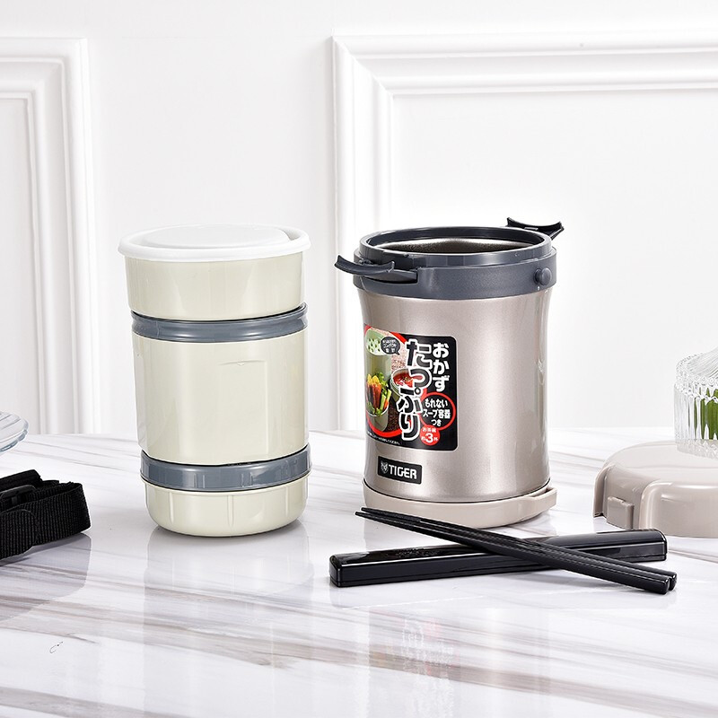 TIGER lunch box stainless steel lunch box buckle type high performance thermal insulation lunch box LWU-B17C 1.22L