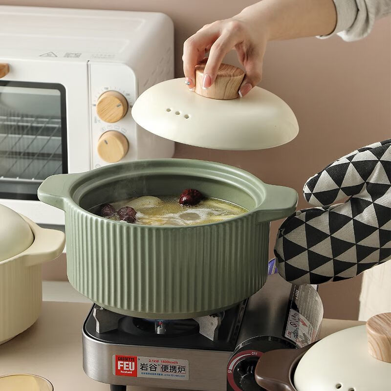 Ceramic pot lid, anti-scalding wooden citron handle, round casserole lid, stew pot lid, thickened simple soup pot lid, light beige wood grain pot lid diameter 20cm