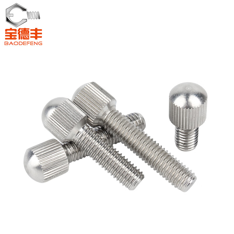 Baodefeng 304 stainless steel small head knurled hand screw GB836 round single head vertical grain adjustment screw bolt national standard M3x18 (2 pieces)