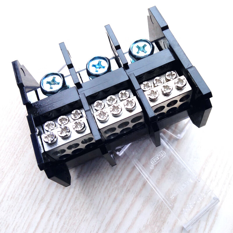 Three-in and multiple-out card rail-type branching terminal three-phase four-wire high-current branching box high-power terminal block three-in and three-out