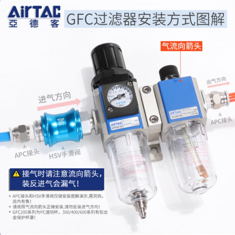 Airtac air source processor oil-water separation filter GFC200-08 300-10 400 14 GFC400-15AF1 (automatic drainage)