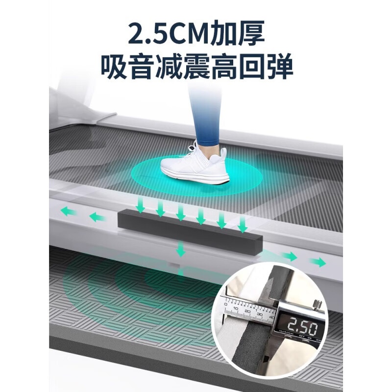 OEING treadmill soundproof shock-absorbing mat floor mute home floor mat shock-proof special rubber mat thickening spinning mat whole sheet extra thick 180*85*4.0 black gray sound insulation