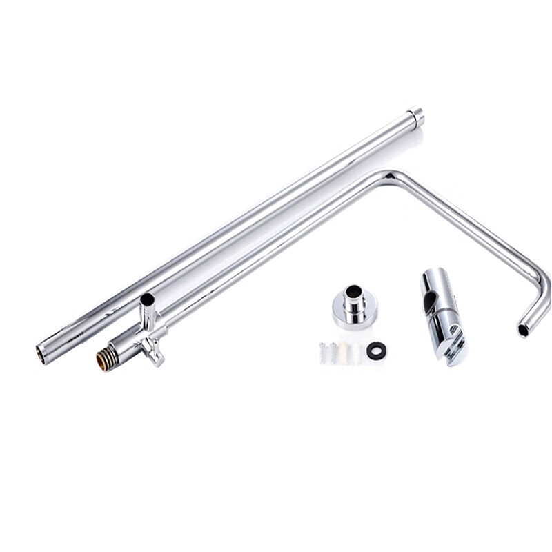 Simple Nika all-copper shower rod lift pipe stainless steel shower pipe bracket bathroom adjustable fixed frame shower with 1.5 steel rod + square top spray 3-piece set