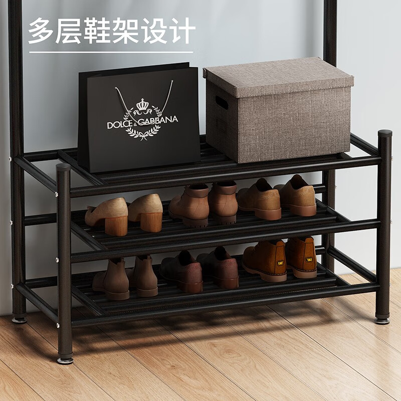 Anya coat rack shoe rack floor-standing metal clothes rack modern simple iron clothes rack home storage rack 80 black