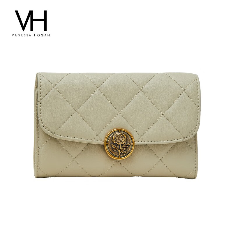 VANESSA HOGAN VH Women's Bag Fashion Rose Wallet Diamond Wallet Clutch Multi-Card Slot Cow Card Bag Women's Valentine's Day Gift Yellow