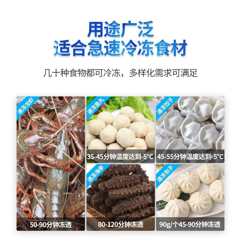 Aifeixue quick-freezer commercial air-cooled tray freezer mousse dough sea cucumber deep-frozen -45 raw embryo buns dumplings fried dough sticks seafood frozen quick-frozen -40 refrigerator vertical -45 C 12-tray quick-freezer (luxury model)