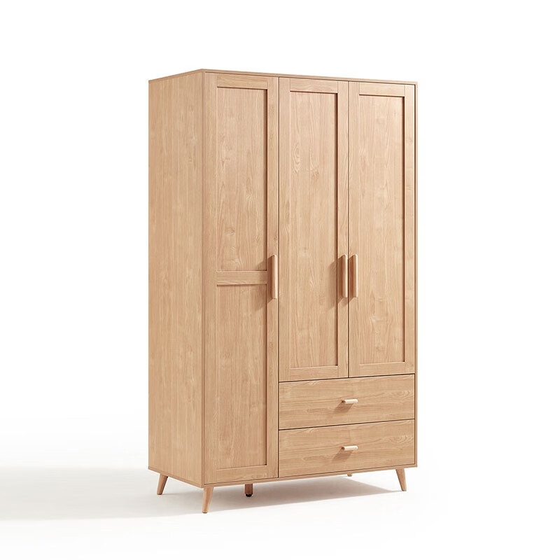 Lin's home log style wardrobe bedroom home simple rental wardrobe double door storage cabinet furniture AC12D 1.58*2.04m four door wardrobe (with drawers)