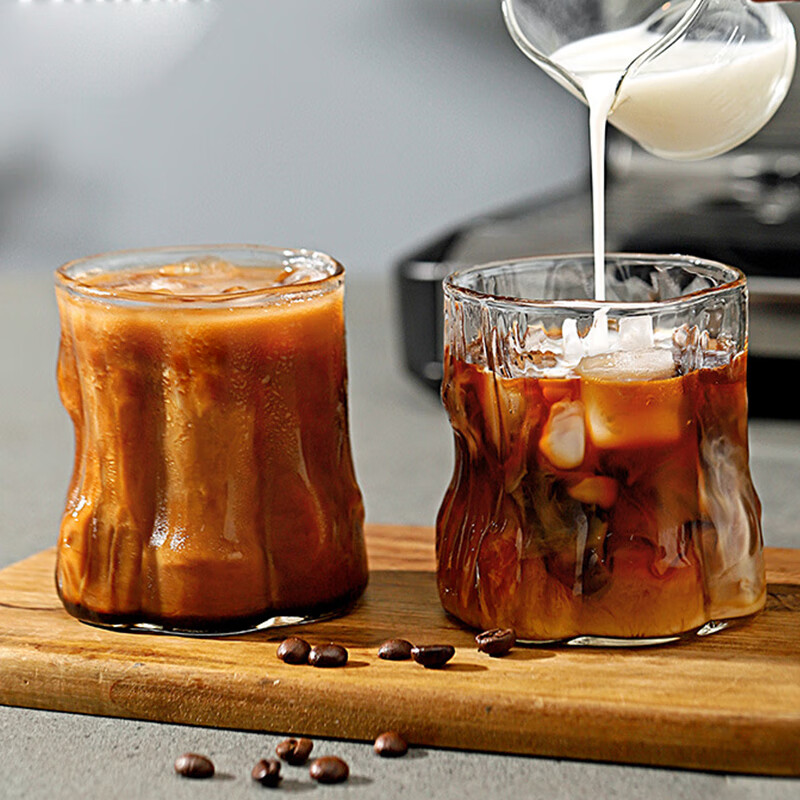 TONESON American coffee cup latte cup household glass cup high-value retro water cup coffee cup bark coffee cup 300ml