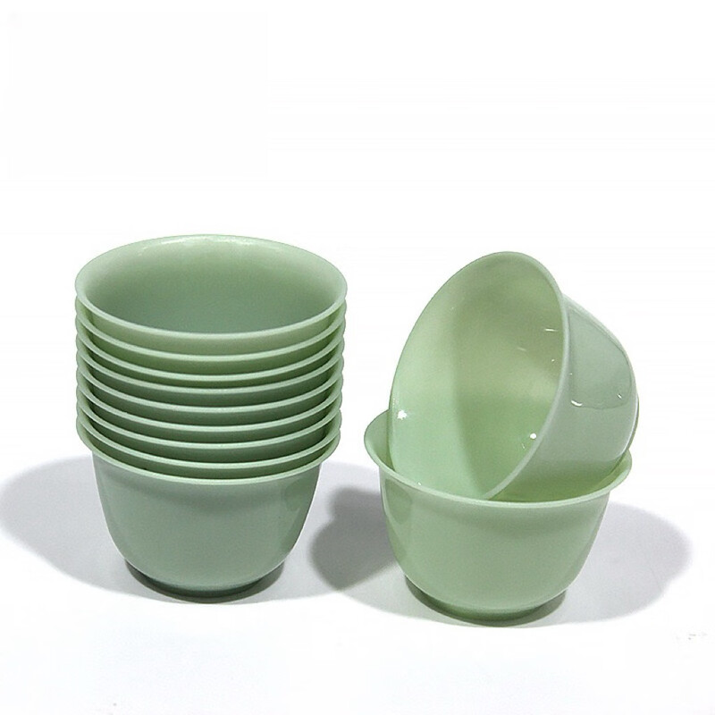 Fu Guan disposable tea cup Kung Fu tea thickened high temperature resistant emerald green high-end tea cup food grade tea cup 60ml emerald green-tea cup 500 + 1 storage cup holder