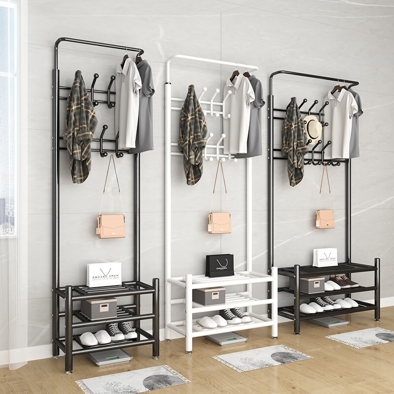 Anya coat rack shoe rack floor-standing metal clothes rack modern simple iron clothes rack home storage rack 80 black