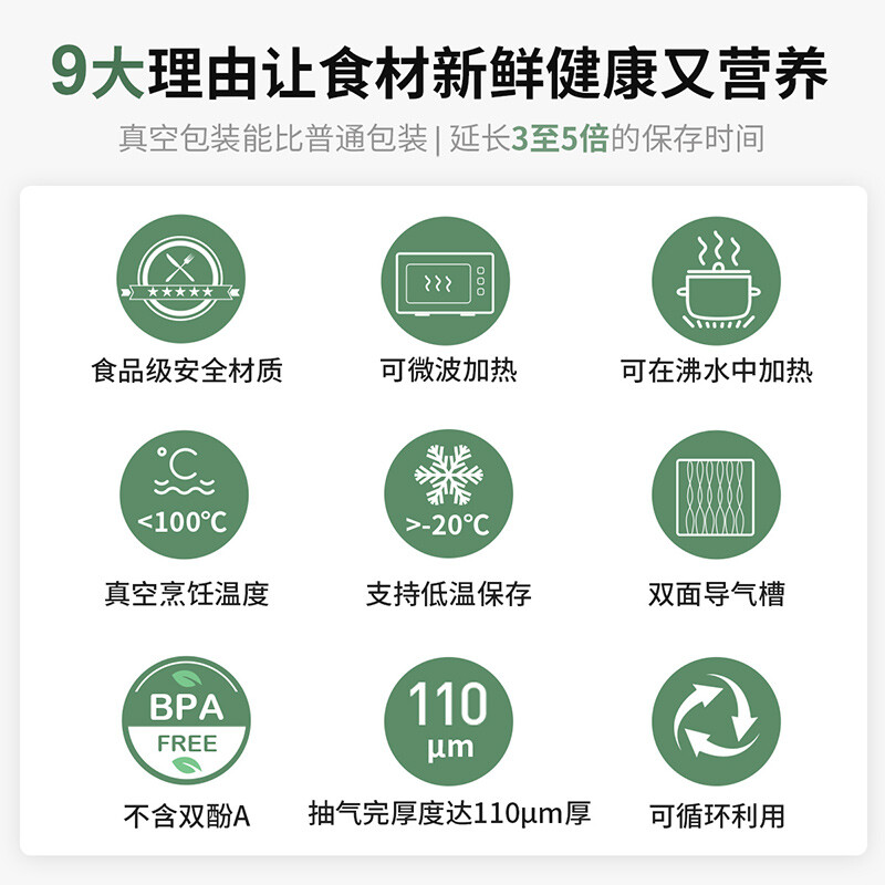 Solis vacuum bag food grade PE transparent sealing machine vacuum fresh-keeping ziplock bag embossed bag reusable 20*600cm