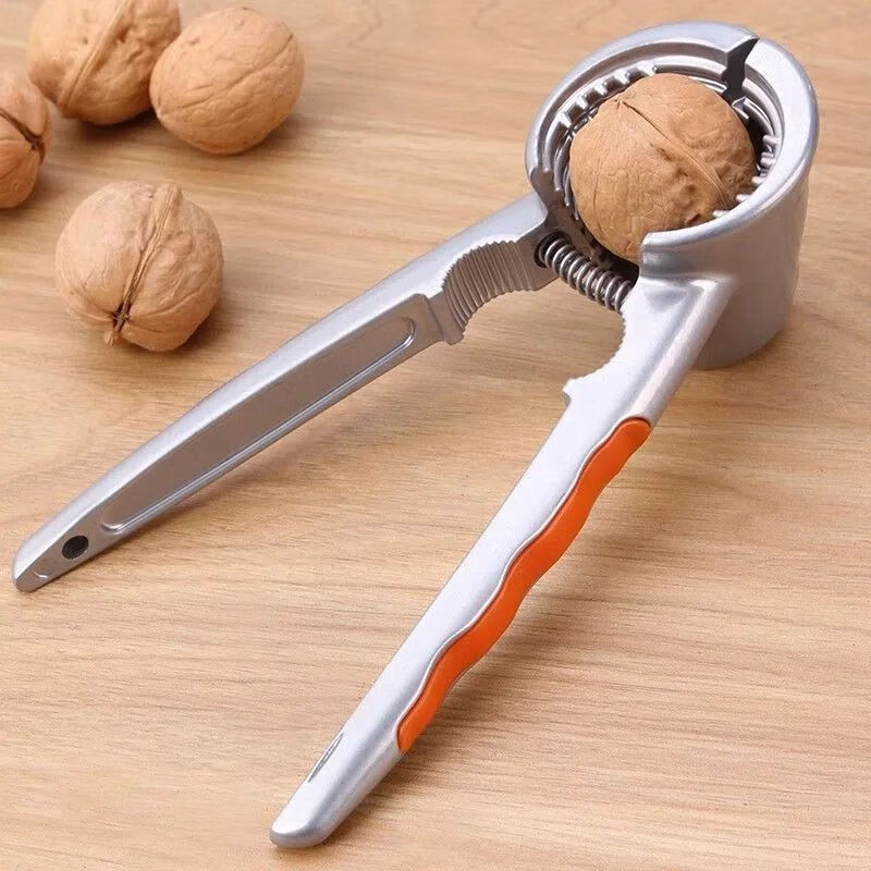 Qiashuo walnut clip pecan tool household multi-functional nut artifact hazelnut pliers thickened strong silver handle four-port walnut clip 1 pack