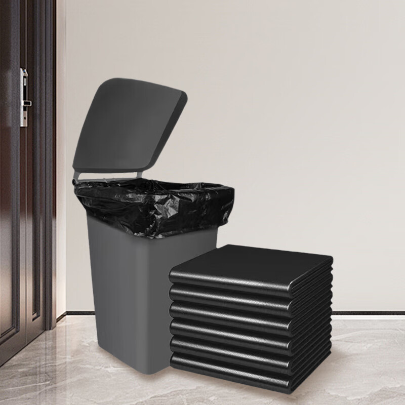 Tubai black garbage bag thickened 40L flat mouth 60*80cm*50 black property garbage bags hotel sanitation large commercial garbage bags