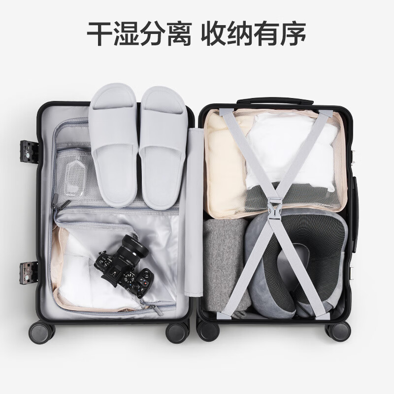 Made in Tokyo, Boundless one-touch front-opening aluminum frame suitcase, men's and women's large boarding suitcase, graphite gray 20 inches