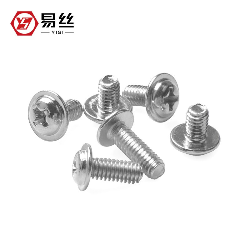 Easy wire nickel-plated cross round head screws with pads. Tape screws, computer screws with pads M2 M2.5 M3 M4 M4*10 (100 pieces)