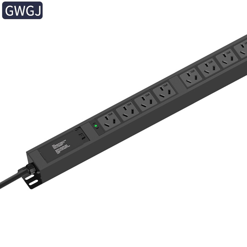 GWGJ 0U vertical installation aluminum alloy cabinet socket vertical installation power strip power strip power indicator light customized production 32A input output 4 digits 16A + 12 digits 10A